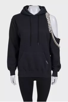 Black off-shoulder hoodie