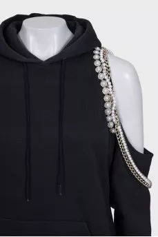 Black off-shoulder hoodie