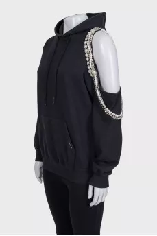 Black off-shoulder hoodie