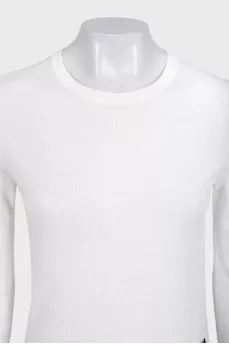 White jumper with gold decor on the sleeves