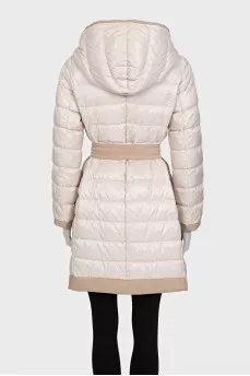 Double-sided down jacket with belt and hood