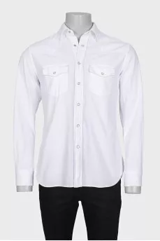 Men's denim shirt with buttons and pockets