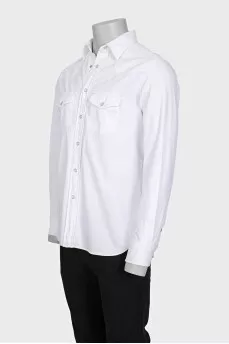 Men's denim shirt with buttons and pockets