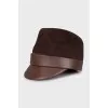 Brown cap with a leather visor