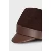 Brown cap with a leather visor