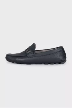Men's black leather loafers