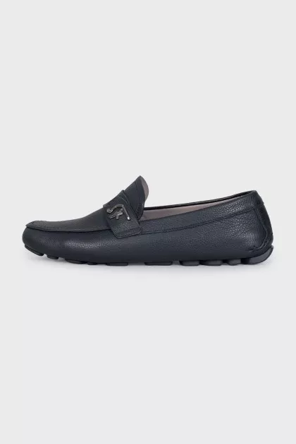 Men's black leather loafers