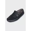 Men's black leather loafers