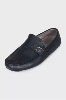 Men's black leather loafers