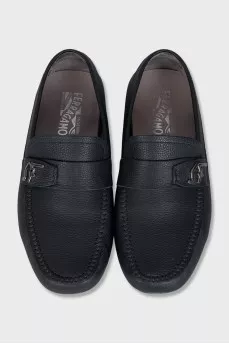 Men's black leather loafers