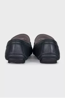 Men's black leather loafers