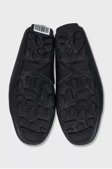 Men's black leather loafers