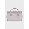 Suede bag with gold hardware