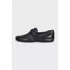 Men's leather moccasins with velcro