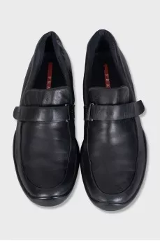 Men's leather moccasins with velcro
