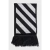 Black and white scarf with fringe