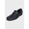 Men's leather loafers with silver hardware