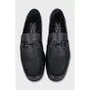 Men's leather loafers with silver hardware