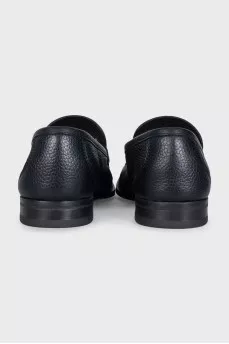 Men's leather loafers with silver hardware