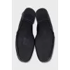 Men's leather loafers with silver hardware