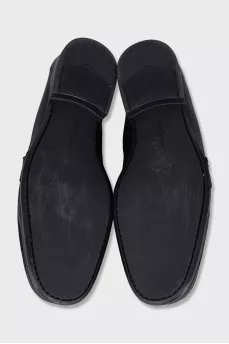 Men's leather loafers with silver hardware