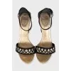 Suede heeled sandals with rhinestones