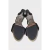Suede heeled sandals with rhinestones