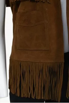 Vest without fasteners with fringe