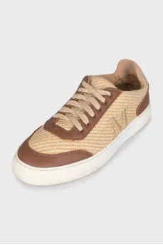 Beige sneakers with leather inserts