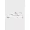 White leather sandals with velcro