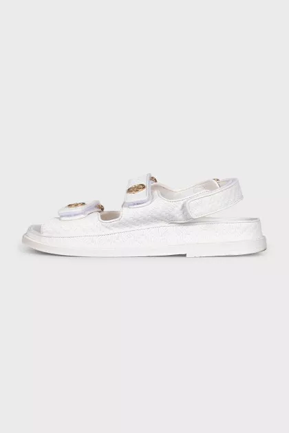 White leather sandals with velcro