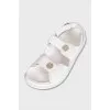 White leather sandals with velcro