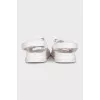 White leather sandals with velcro