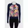 Blue cardigan with silk insert