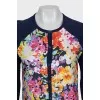 Blue cardigan with silk insert