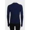 Blue cardigan with silk insert