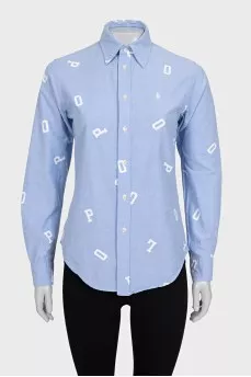 Light blue fitted printed shirt