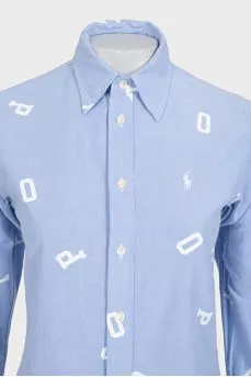 Light blue fitted printed shirt