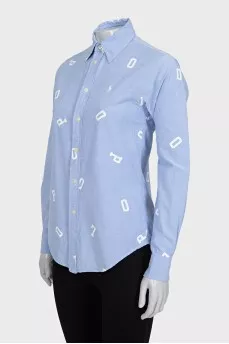 Light blue fitted printed shirt