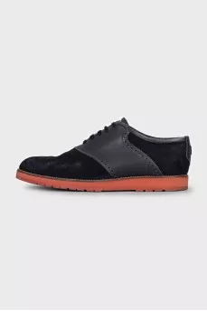 Men's blue suede shoes with logo