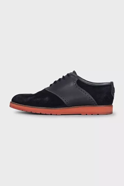 Men's blue suede shoes with logo