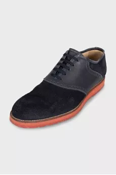 Men's blue suede shoes with logo