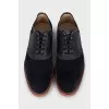 Men's blue suede shoes with logo