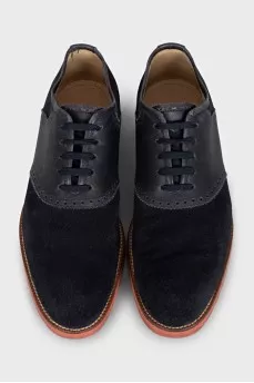 Men's blue suede shoes with logo