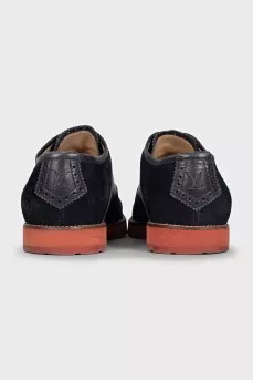 Men's blue suede shoes with logo