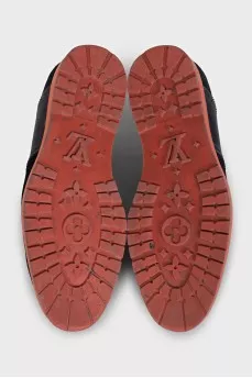 Men's blue suede shoes with logo