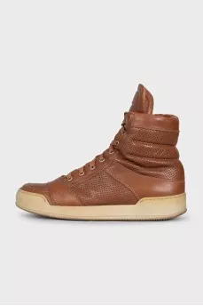 Men's brown leather sneakers