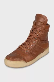 Men's brown leather sneakers