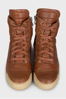 Men's brown leather sneakers