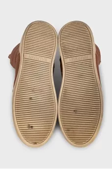 Men's brown leather sneakers